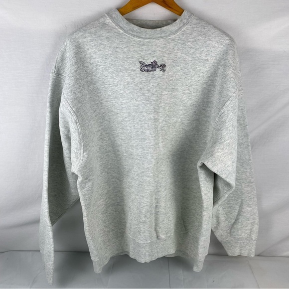 Fruit of the Loom Gray Cat Embroidered bat wing xxl crew neck Y2k - Picture 2 of 8